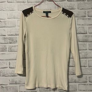 Lauren Ralph Lauren Cream Blouse with Black Accents